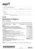 Religious Studies 8062 13 question paper ReligiousStudies  9May 2024