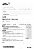 Religious Studies 8062 14 question paper ReligiousStudies  9May 2024