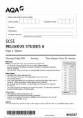 AQA GCSE Religious Studies 8062 17 question paper ReligiousStudies  9May 2024