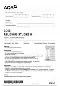 AQA GCSE Religious Studies 8063 paper 1 question paper ReligiousStudies  9May 2024