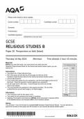 AQA GCSE Religious Studies 8063 2X question paper ReligiousStudies  16May 2024