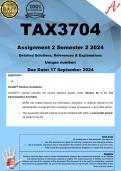 TAX3704 Assignment 2 (COMPLETE ANSWERS) Semester 2 2024 - DUE 17 September 2024