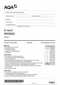 AQA A LEVEL PHYSICS PAPER 1 QUESTION PAPER 2024 (7408/1)