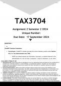 TAX3704 Assignment 2 (ANSWERS) Semester 2 2024 - DISTINCTION GUARANTEED