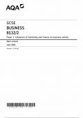 AQA GCSE BUSINESS Paper 2 JUNE 2024 FINAL MARK SCHEME(8132-2) Influences of marketing and finance on business activity (1)