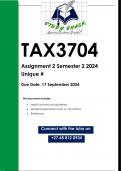 TAX3704 Assignment 2 (QUALITY ANSWERS) Semester 2 2024