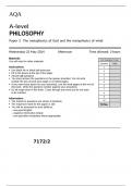 AQA  A-level PHILOSOPHY Paper 2  The metaphysics of God and the metaphysics of mind may 2024