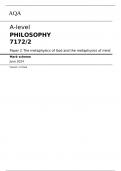 AQA  A-level PHILOSOPHY 7172/2 Paper 2 The metaphysics of God and the metaphysics of mind Mark scheme June 2024