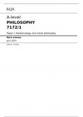 AQA A-level PHILOSOPHY 7172/1 Paper 1 Epistemology and moral philosophy Mark scheme June 2024