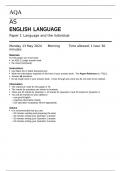 AQA  AS ENGLISH LANGUAGE Paper 1 Language and the individual may 2024