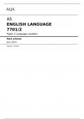 AQA  AS ENGLISH LANGUAGE 7701/2 Paper 2	Language varieties Mark scheme June 2024