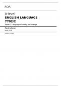 AQA  A-level ENGLISH LANGUAGE 7702/2 Paper 2	Language diversity and change Mark scheme June 2024