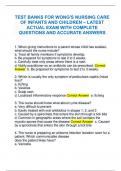 TEST BANKS FOR WONG'S NURSING CARE  OF INFANTS AND CHILDREN – LATEST ACTUAL EXAM WITH COMPLETE  QUESTIONS AND ACCURATE ANSWERS