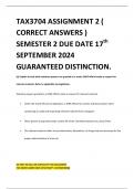 TAX3704 ASSIGNMENT 2 ( CORRECT ANSWERS ) SEMESTER 2 DUE DATE 17th SEPTEMBER 2024 GUARANTEED DISTINCTION.