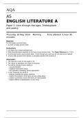 AQA AS ENGLISH LITERATURE A Paper 1 Love through the ages: Shakespeare and poetry may 2024