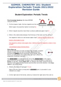 GIZMOS. CHEMISTRY 101: Student Exploration Periodic Trends 2021/2022 Revision Guide