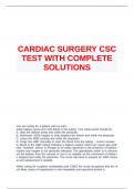 CARDIAC SURGERY CSC TEST WITH COMPLETE SOLUTIONS