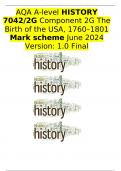 AQA A-level HISTORY 7042/2G Component 2G The Birth of the USA, 1760–1801 Mark scheme June 2024 Version: 1.0 Final