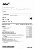 AQA GCSE BIOLOGY HIGHER TIER PAPER 1H 2024 (8461/1H)