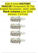 AQA A-level HISTORY 7042/2E Component 2E The English Revolution, 1625–1660 Mark scheme June 2024 Version: 1.0 Final 