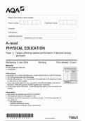 AQA A LEVEL PHYSICAL EDUCATION PAPER 2 QUESTION PAPER 2024 (7582/2 : Factors Affecting Optimal perfomance in Physical activity and Sport )