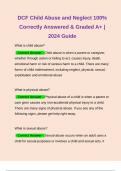 DCF Child Abuse and Neglect 100% Correctly Answered & Graded A+ | 2024 Guide