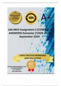 LML4802 Assignment 2 (COMPLETE ANSWERS) Semester 2 2024 - DUE September 2024 ; 100% TRUSTED Complete, trusted solutions and explanations.