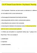 CA PT Board Exam Review Psychiatric Nursing  QUESTIONS & ANSWERS 2024/2025 ( A+ GRADED 100% VERIFIED)