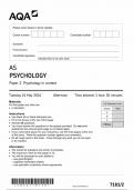 AQA AS PSYCHOLOGY PAPER 2 QUESTION PAPER 2024 (7181/2 : Psychology in Context)