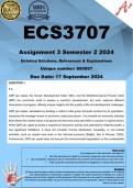 ECS3707 Assignment 3 (COMPLETE ANSWERS) Semester 2 2024 (895997) - DUE 17 September 2024