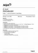 AQA A LEVEL PSYCHOLOGY PAPER 3 QUESTION PAPER 2024 (7182/3 : Issues and Options in Psychology )