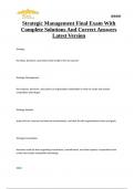 Strategic Management Final Exam With Complete Solutions And Correct Answers Latest Version