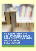 PV EXAM PREP (PV 220) PRACTICE EXAM 2024 QUESTIONS WITH 100% CORRECT SOLUTIONS!!