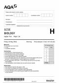 2024 AQA GCSE TRIPLE SCIENCE HIGHER BIOLOGY,CHEMISTRY,PHYSICS PAPER 1 & PAPER 2 INCLUDING ALL MARK SCHEMES