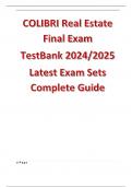 COLIBRI Real Estate Final Exam TestBank 2024/2025 Latest Exam Sets Complete Guide 