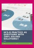 HCS-D PRACTICE #6 QUESTIONS WITH 100% SOLVED SOLUTIONS!!