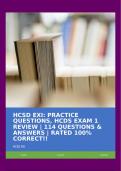 HCSD EXI: PRACTICE QUESTIONS, HCDS EXAM 1 REVIEW | 114 QUESTIONS & ANSWERS | RATED 100% CORRECT!!