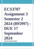 ECS3707 Assignment 3 (COMPLETE ANSWERS) Semester 2 2024 (895997) - DUE 17 September 2024 ; 100% TRUSTED Complete, trusted solutions and explanations Ensure your success with us..