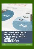 EMT INTERMEDIATE FINAL EXAM | 654 QUESTIONS | WITH COMPLETE SOLUTIONS!!