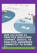 NUR 233 EXAM #2 PRACTICE QUESTIONS (TOPHAT, QUIZ#2, TA PRACTICE) ANSWERED CORRECTLY TO SCORE A+