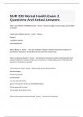 NUR 233 Mental Health Exam 2 Questions And Actual Answers.