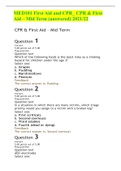 MED101 First Aid and CPR_ CPR & First Aid – Mid Term (answered) 2021/22