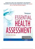 ESSENTIAL HEALTH ASSESSMENT 2ND EDITION THOMPSON TEST BANK/COMPLETE GUIDE 2024