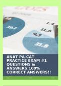 ANAT PA-CAT PRACTICE EXAM #1 QUESTIONS & ANSWERS 100% CORRECT ANSWERS!!