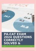 PA-CAT EXAM 2024 QUESTIONS CORRECTLY SOLVED & SCORED A+