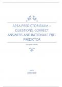 APEA Predictor Exam – Questions, Correct Answers and Rationale Pre-Predictor