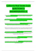 California Real Estate Exam QUESTIONS & ANSWERS(RATED A)