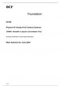 ocr GCSE Physics B Paper 1 Mark Scheme June2024 J259/01: Breadth in physics (Foundation Tier)