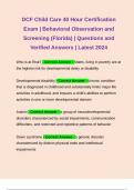 DCF Child Care 40 Hour Certification Exam | Behavioral Observation and Screening (Florida) | Questions and Verified Answers | Latest 2024