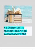 CETA Exam UNIT 1: Questions and Already passed Answers 2024